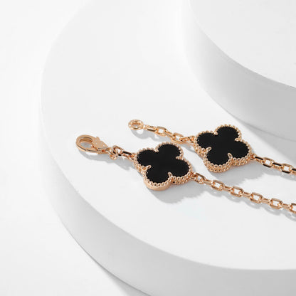 [Sophire Jewelry ]CLOVER 10 MOTIFS ONYX NECKLACE