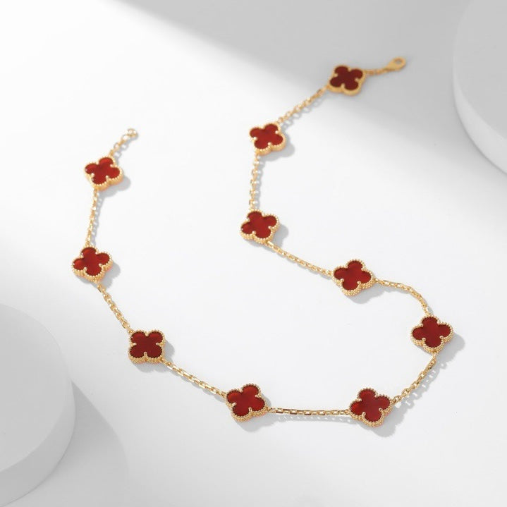 [Sophire Jewelry ]CLOVER 10 MOTIFS CARNELIAN NECKLACE