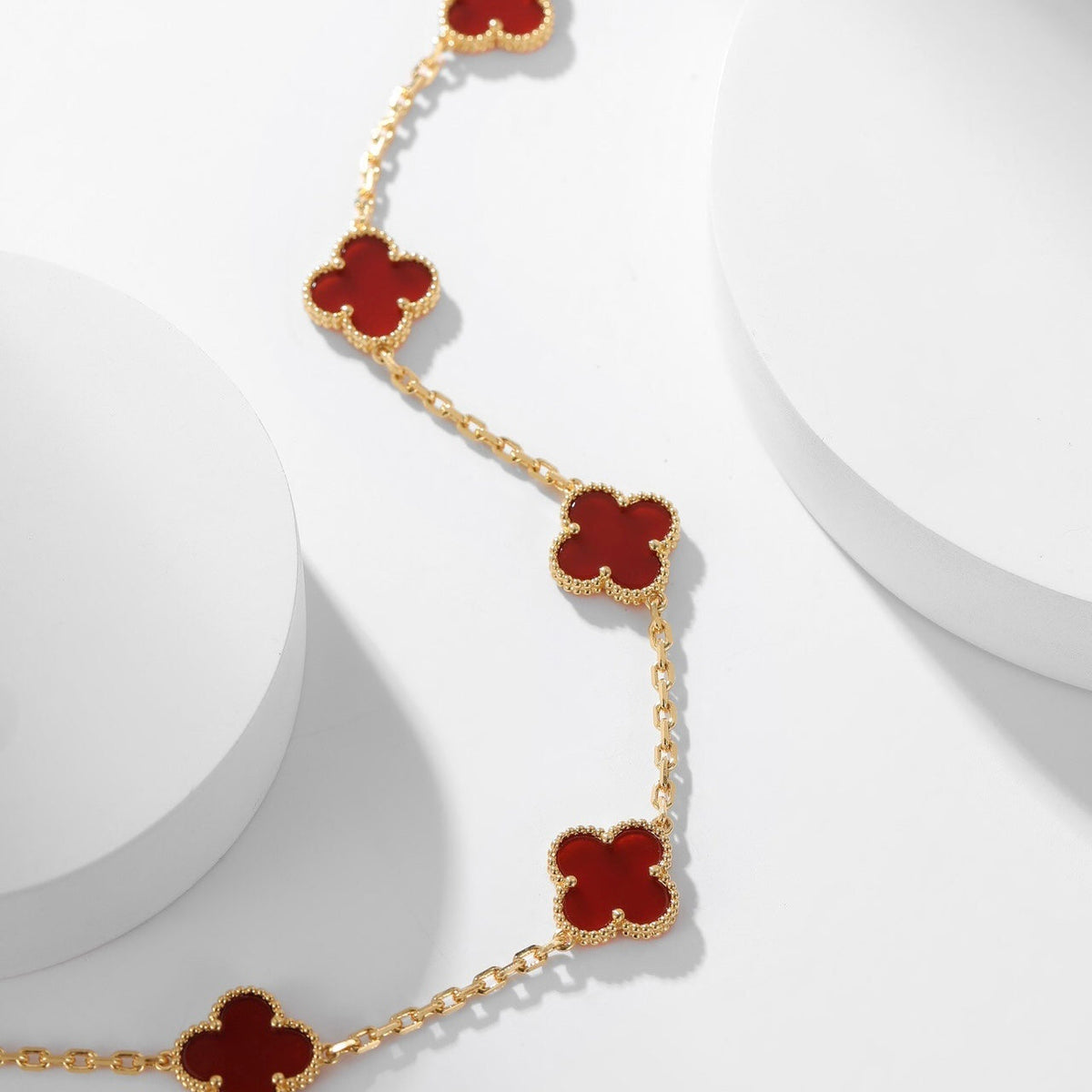 [Sophire Jewelry ]CLOVER 10 MOTIFS CARNELIAN NECKLACE