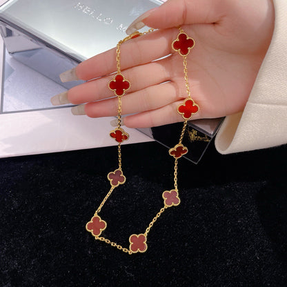 [Sophire Jewelry ]CLOVER 10 MOTIFS CARNELIAN NECKLACE