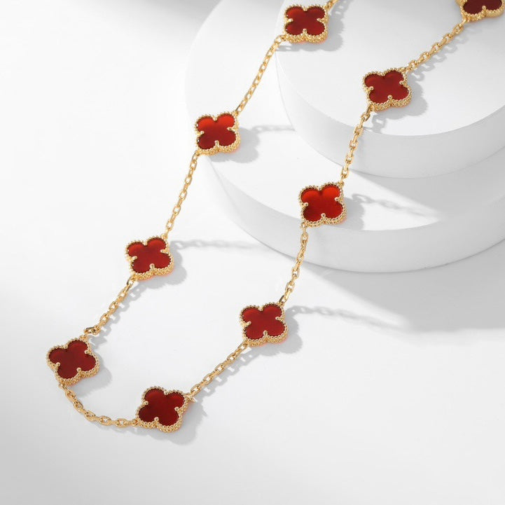 [Sophire Jewelry ]CLOVER 10 MOTIFS CARNELIAN NECKLACE