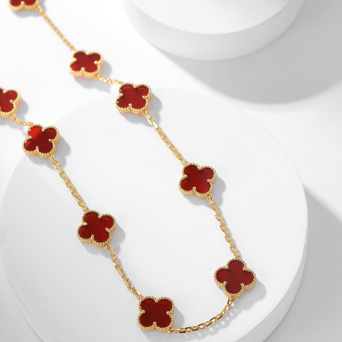 [Sophire Jewelry ]CLOVER 10 MOTIFS CARNELIAN NECKLACE