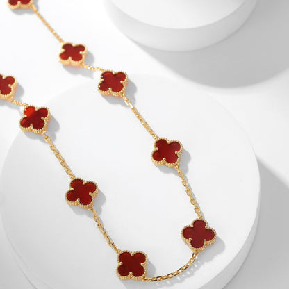 [Sophire Jewelry ]CLOVER 10 MOTIFS CARNELIAN NECKLACE