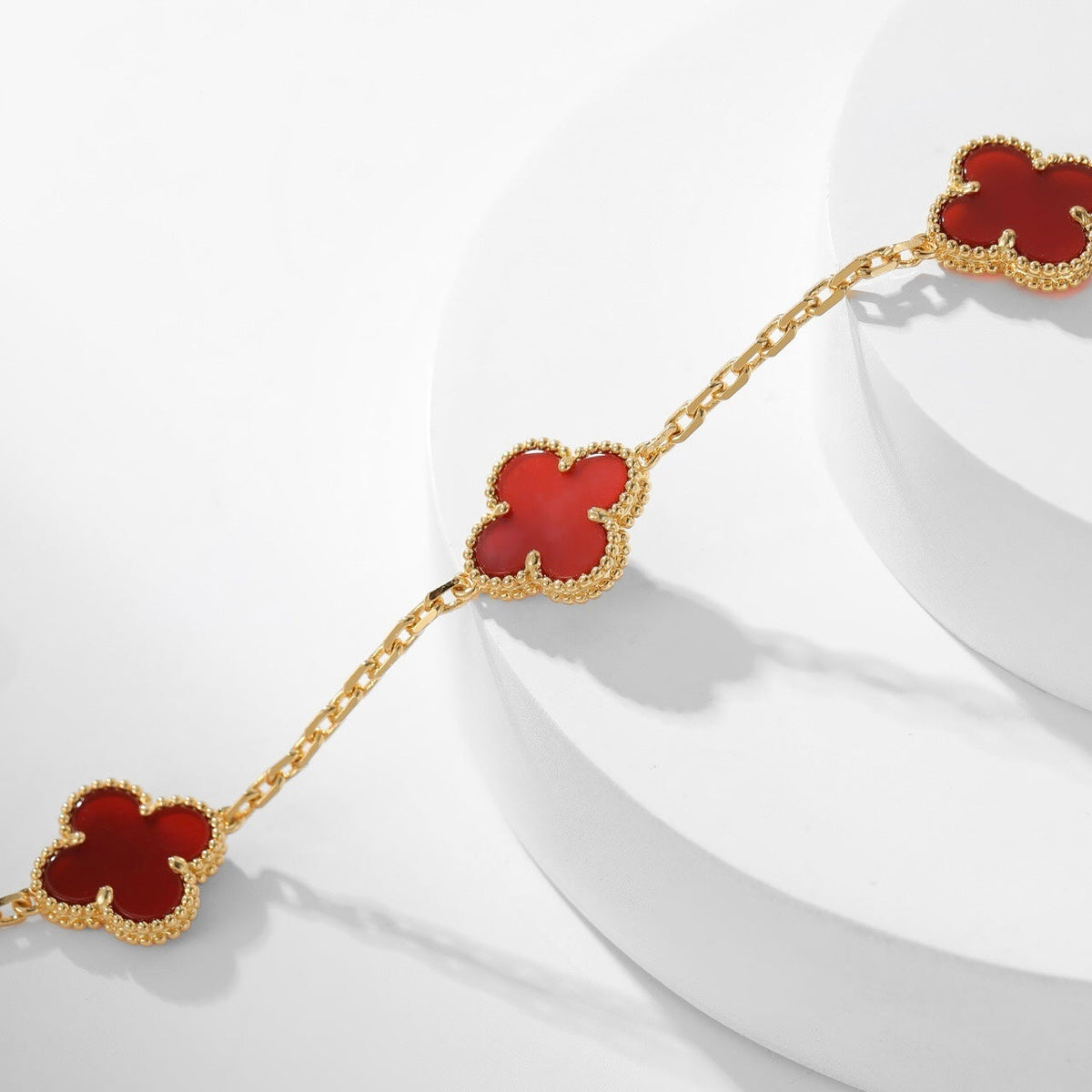 [Sophire Jewelry ]CLOVER 10 MOTIFS CARNELIAN NECKLACE