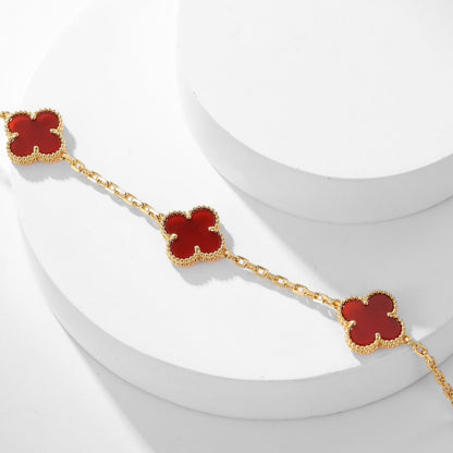 [Sophire Jewelry ]CLOVER 10 MOTIFS CARNELIAN NECKLACE