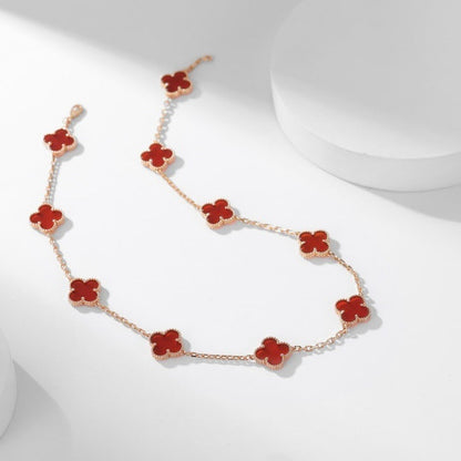 [Sophire Jewelry ]CLOVER 10 MOTIFS CARNELIAN NECKLACE
