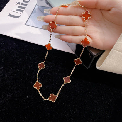 [Sophire Jewelry ]CLOVER 10 MOTIFS CARNELIAN NECKLACE