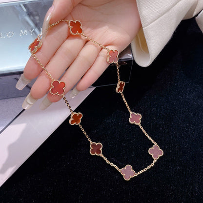 [Sophire Jewelry ]CLOVER 10 MOTIFS CARNELIAN NECKLACE