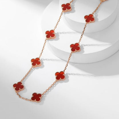 [Sophire Jewelry ]CLOVER 10 MOTIFS CARNELIAN NECKLACE