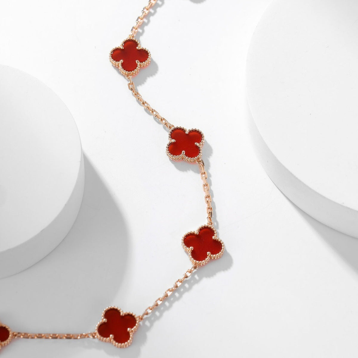 [Sophire Jewelry ]CLOVER 10 MOTIFS CARNELIAN NECKLACE