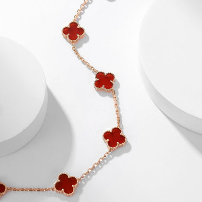 [Sophire Jewelry ]CLOVER 10 MOTIFS CARNELIAN NECKLACE