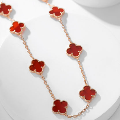 [Sophire Jewelry ]CLOVER 10 MOTIFS CARNELIAN NECKLACE