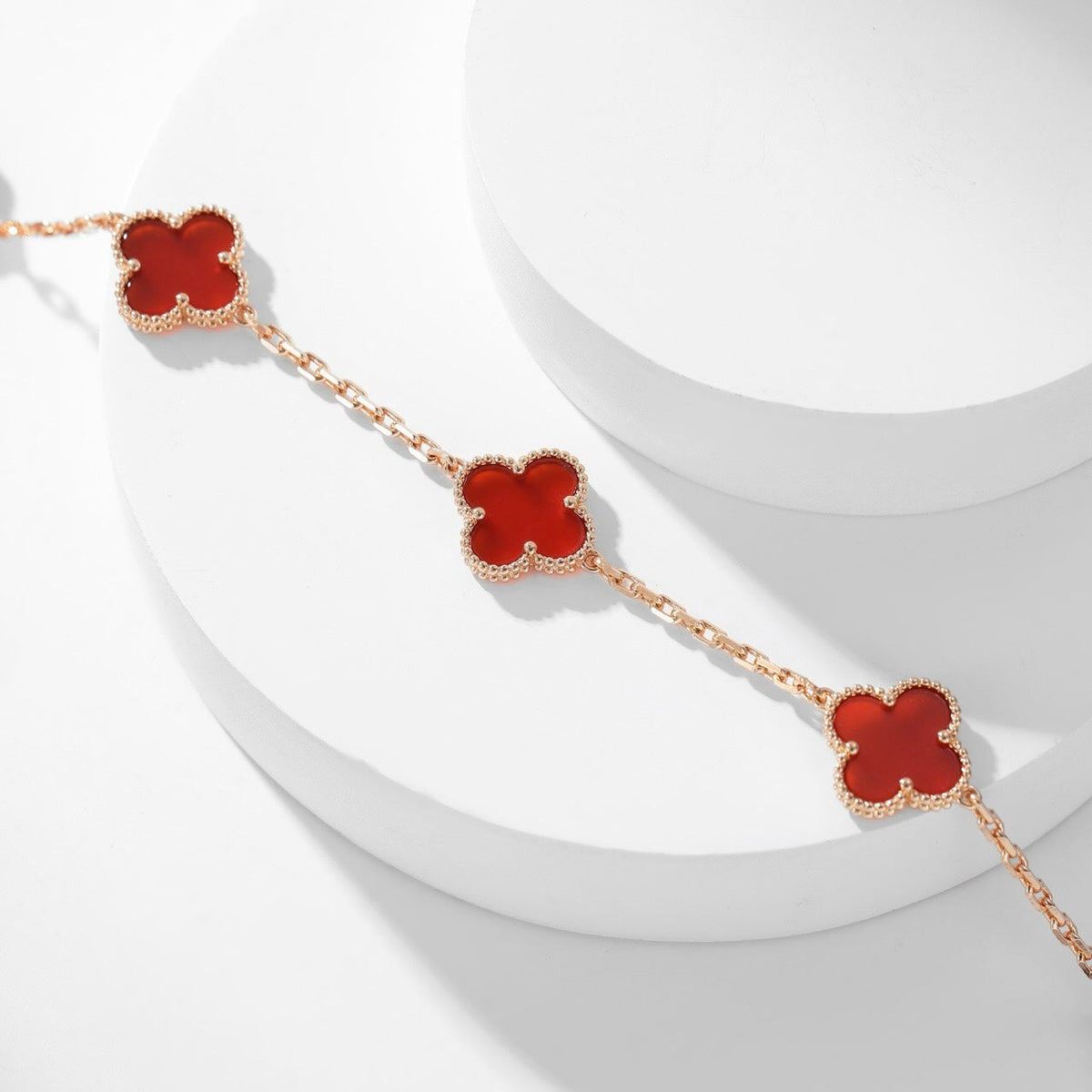 [Sophire Jewelry ]CLOVER 10 MOTIFS CARNELIAN NECKLACE