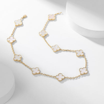 [Sophire Jewelry ]CLOVER 10 MOTIFS WHITE MOTHER OF PEARL NECKLACE