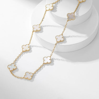 [Sophire Jewelry ]CLOVER 10 MOTIFS WHITE MOTHER OF PEARL NECKLACE