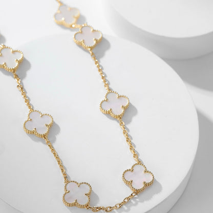 [Sophire Jewelry ]CLOVER 10 MOTIFS WHITE MOTHER OF PEARL NECKLACE