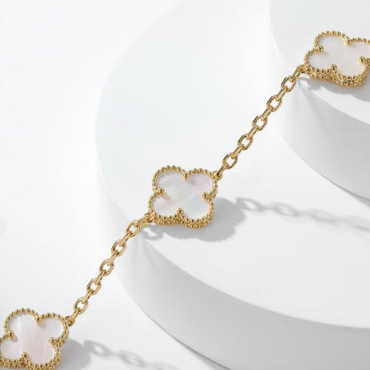 [Sophire Jewelry ]CLOVER 10 MOTIFS WHITE MOTHER OF PEARL NECKLACE