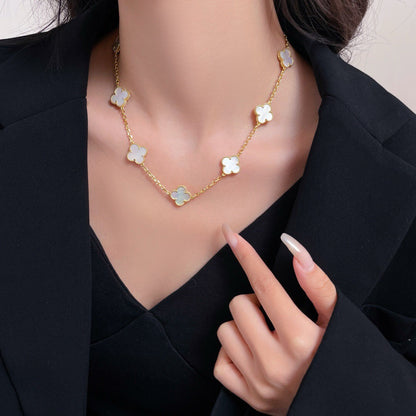 [Sophire Jewelry ]CLOVER 10 MOTIFS WHITE MOTHER OF PEARL NECKLACE