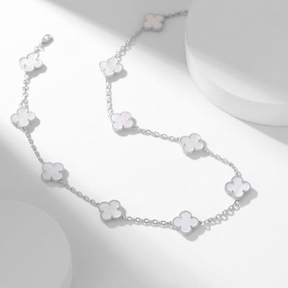 [Sophire Jewelry ]CLOVER 10 MOTIFS WHITE MOTHER OF PEARL NECKLACE