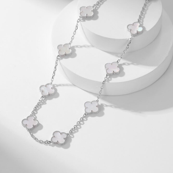 [Sophire Jewelry ]CLOVER 10 MOTIFS WHITE MOTHER OF PEARL NECKLACE