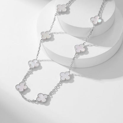 [Sophire Jewelry ]CLOVER 10 MOTIFS WHITE MOTHER OF PEARL NECKLACE