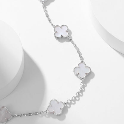 [Sophire Jewelry ]CLOVER 10 MOTIFS WHITE MOTHER OF PEARL NECKLACE