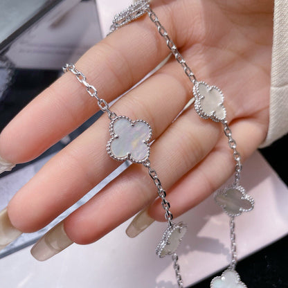 [Sophire Jewelry ]CLOVER 10 MOTIFS WHITE MOTHER OF PEARL NECKLACE