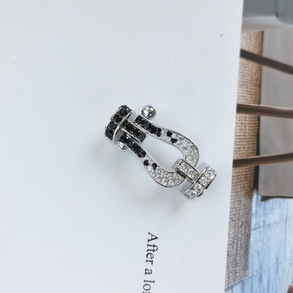 [Sophire Jewelry ]FORCE LARGE HORSESHOE BLACK WHITE DIAMOND BRACELET ROSE GOLD