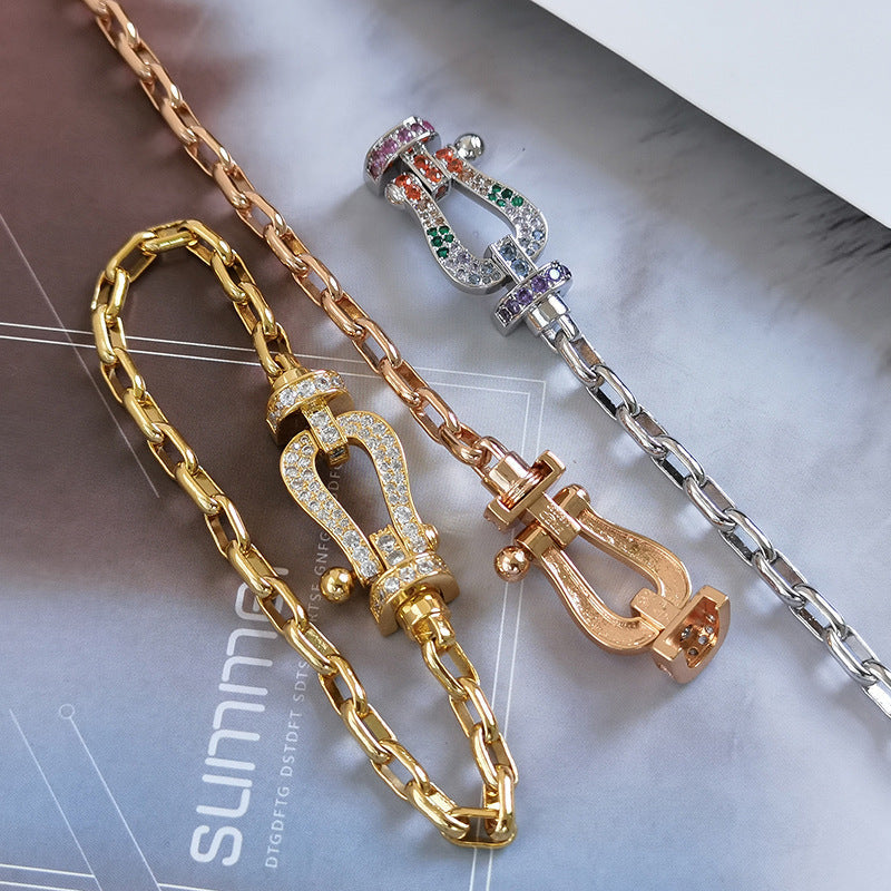 [Sophire Jewelry ]FORCE LARGE HORSESHOE CLASP  METAL BRACELET