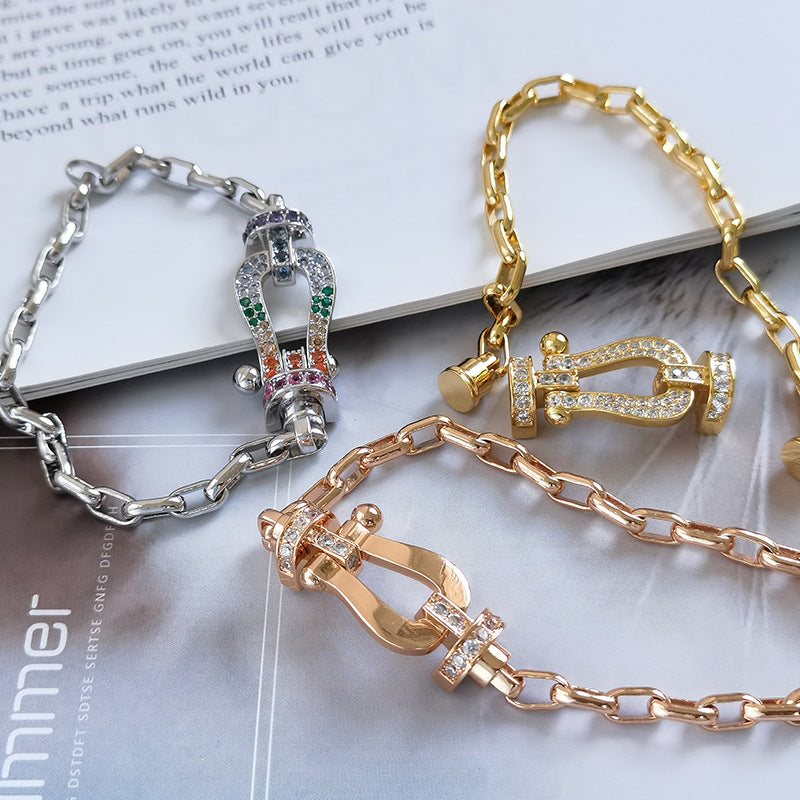 [Sophire Jewelry ]FORCE LARGE HORSESHOE CLASP  METAL BRACELET
