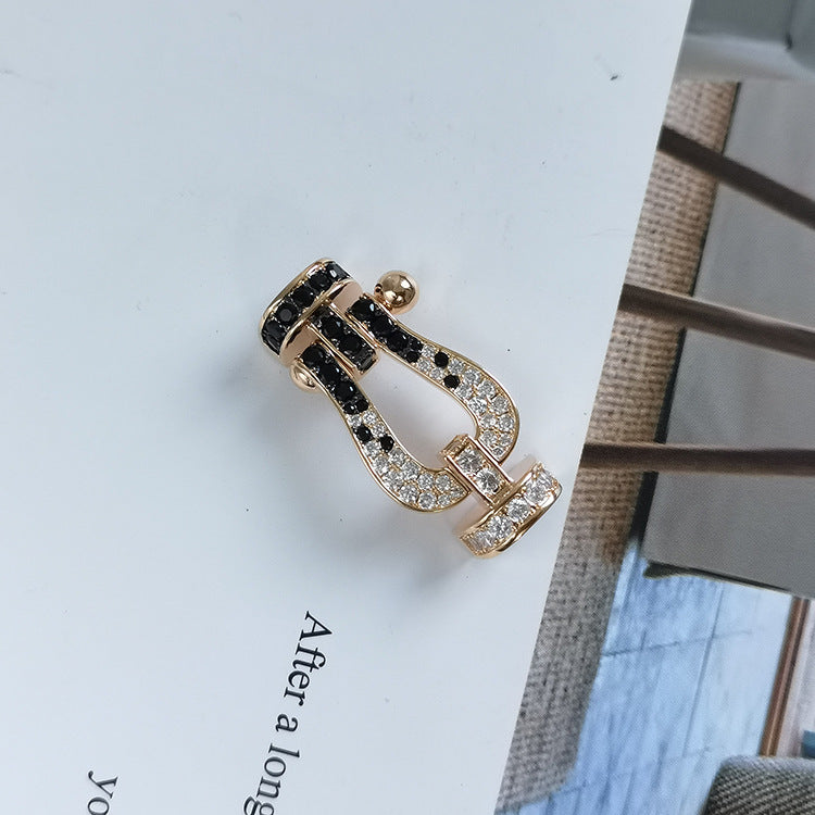 [Sophire Jewelry ]FORCE LARGE HORSESHOE BLACK WHITE DIAMOND BRACELET ROSE GOLD