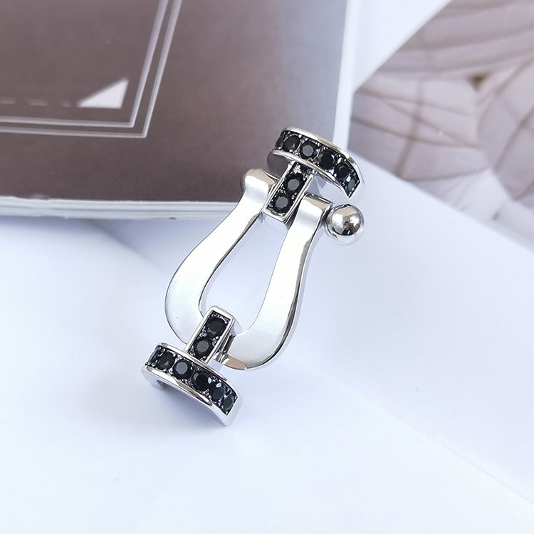 [Sophire Jewelry ]FORCE LARGE HORSESHOE BLACK DIAMOND BRACELET SILVER
