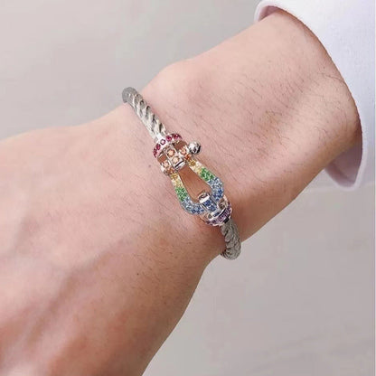 [Sophire Jewelry ]FORC LARGE HORSESHOE  COLORED DIAMOND BRACELET SILVER