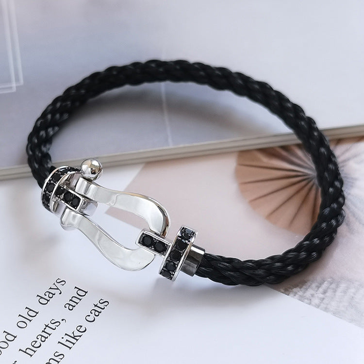 [Sophire Jewelry ]FORCE LARGE HORSESHOE BLACK DIAMOND BRACELET SILVER