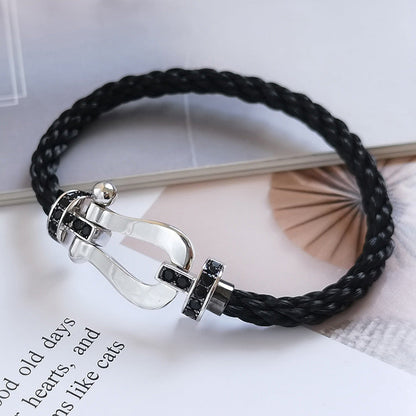 [Sophire Jewelry ]FORCE LARGE HORSESHOE BLACK DIAMOND BRACELET SILVER