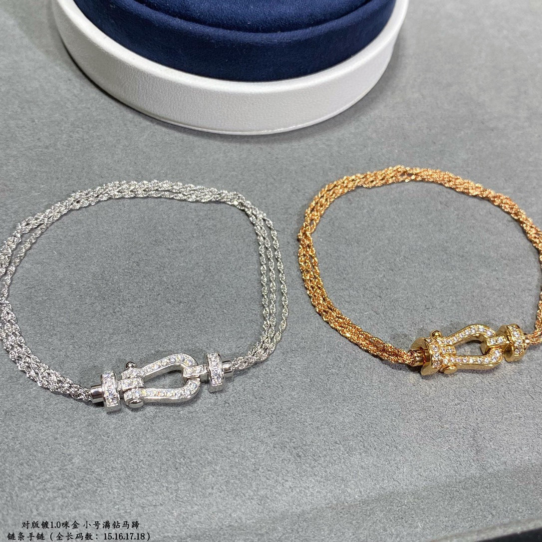 [Sophire Jewelry ]FORCE SMALL HORSESHOE  DIAMOND CHAIN ROPE BRACELET