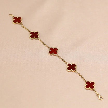 [Sophire Jewelry ] CLOVER 5 MOTIF RED CORNELIAN BRACELET COLLECTION