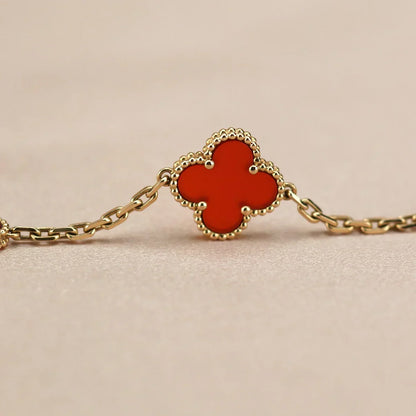 [Sophire Jewelry ] CLOVER 5 MOTIF RED CORNELIAN BRACELET COLLECTION