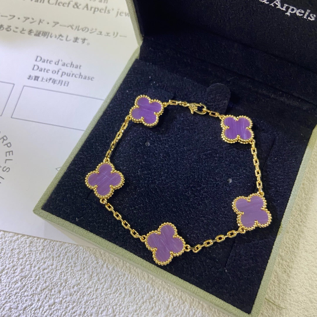 [Sophire Jewelry ]CLOVER  5 MOTIFS  PURPLE VIOLET BRACELET