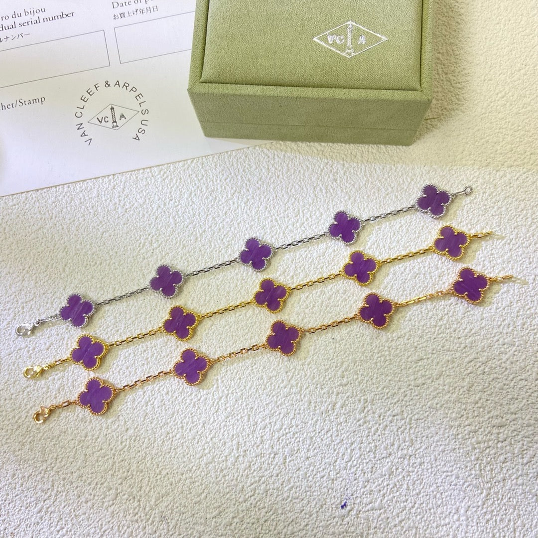 [Sophire Jewelry ]CLOVER  5 MOTIFS  PURPLE VIOLET BRACELET