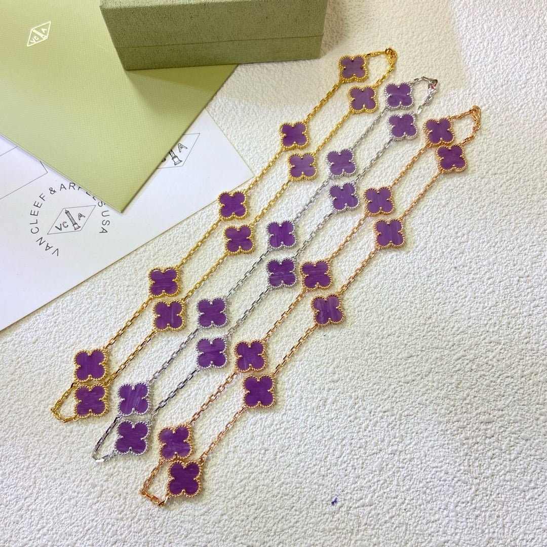 [Sophire Jewelry ]CLOVER 10 MOTIFS  PURPLE VIOLET  NECKLACE