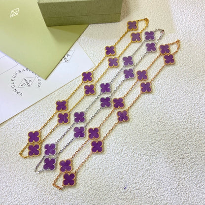 [Sophire Jewelry ]CLOVER 10 MOTIFS  PURPLE VIOLET  NECKLACE