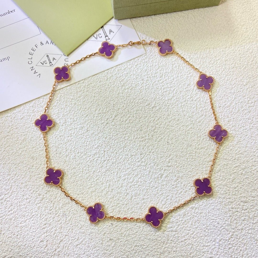 [Sophire Jewelry ]CLOVER 10 MOTIFS  PURPLE VIOLET  NECKLACE