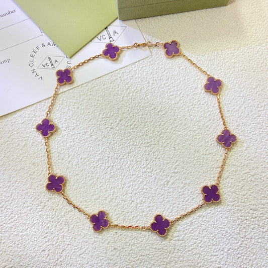 [Sophire Jewelry ]CLOVER 10 MOTIFS  PURPLE VIOLET  NECKLACE