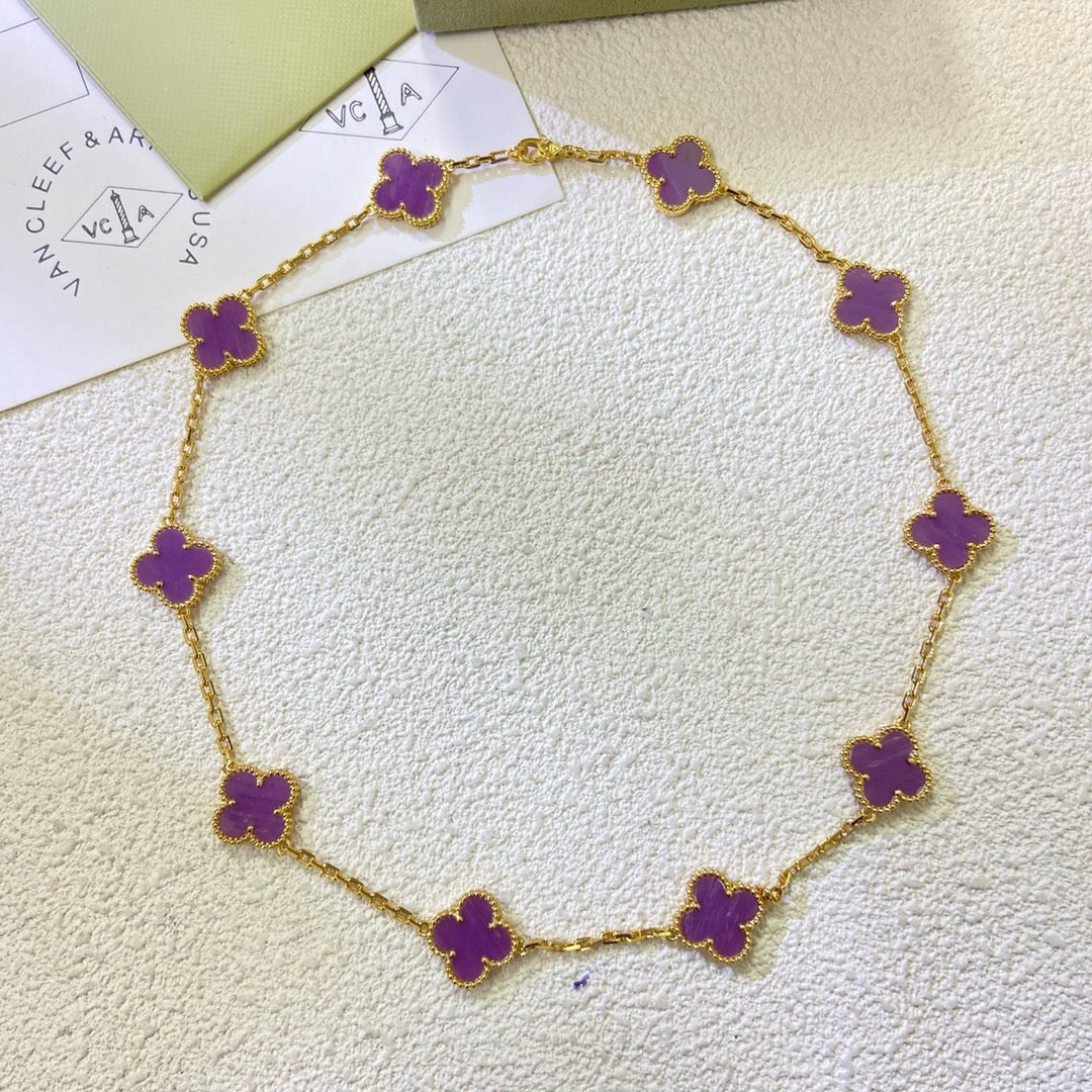 [Sophire Jewelry ]CLOVER 10 MOTIFS  PURPLE VIOLET  NECKLACE