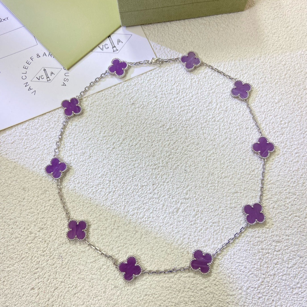 [Sophire Jewelry ]CLOVER 10 MOTIFS  PURPLE VIOLET  NECKLACE
