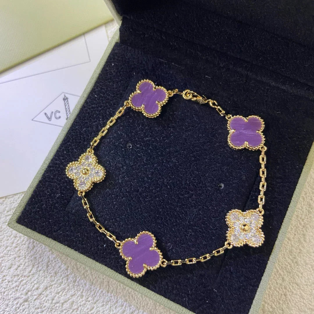 [Sophire Jewelry ] CLOVER 5 MOTIF VIOLET BRACELET COLLECTION