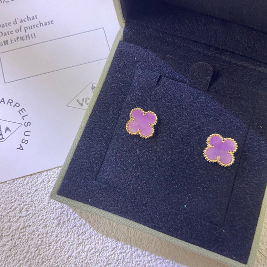 [Sophire Jewelry ]CLOVER MINI 9.5MM  PURPLE VIOLET EARRINGS