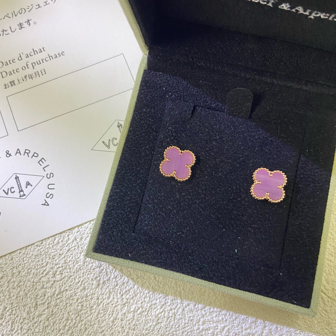 [Sophire Jewelry ]CLOVER MINI 9.5MM  PURPLE VIOLET EARRINGS