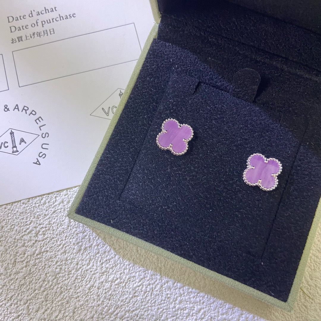 [Sophire Jewelry ]CLOVER MINI 9.5MM  PURPLE VIOLET EARRINGS